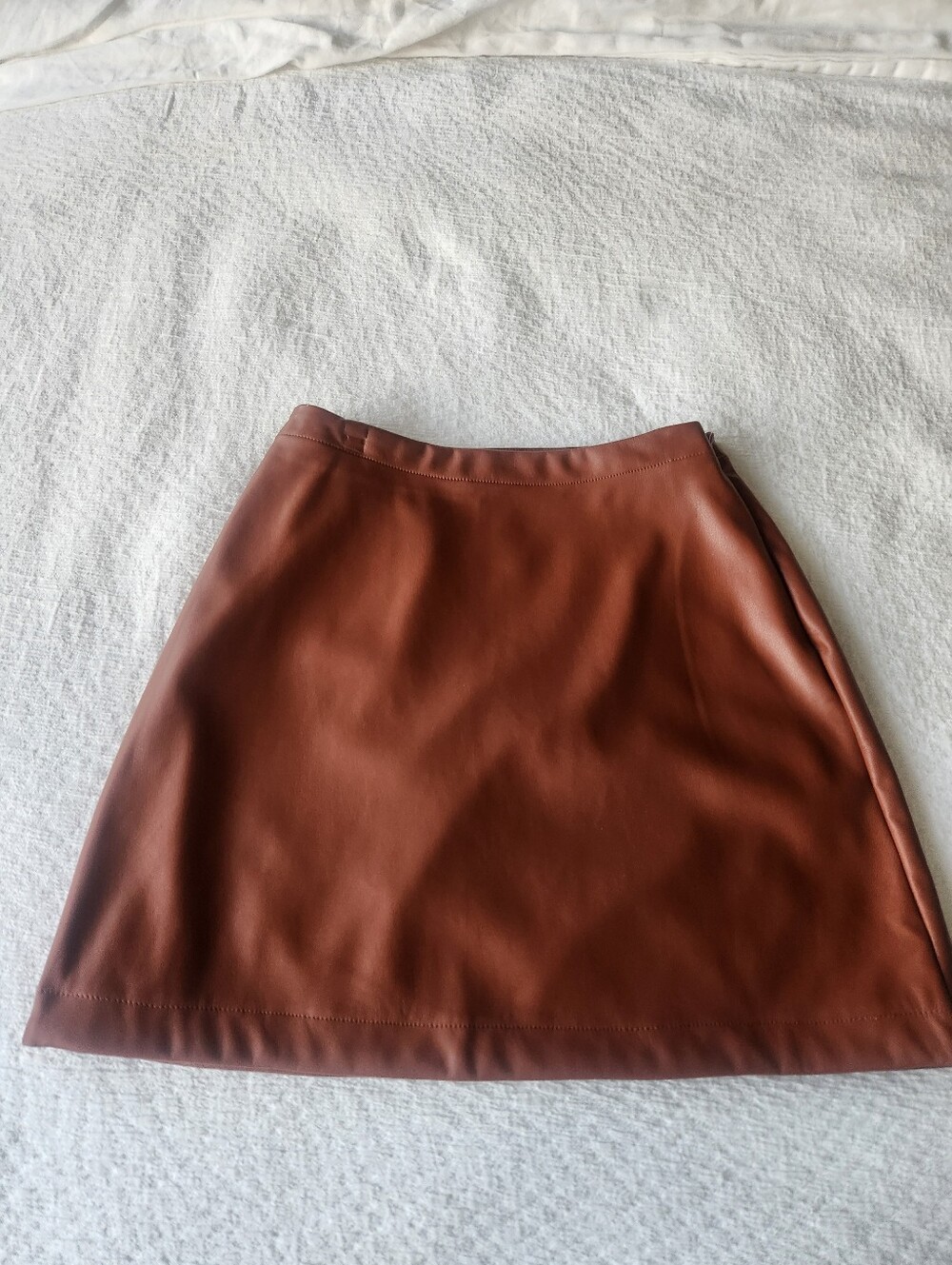 GAP A-Line Faux Leather Mini Skirt in Chestnut Brown